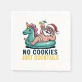 No Cookie Just Cocktails Santa Summer Christmas スタンダードカクテルナプキン (正面)