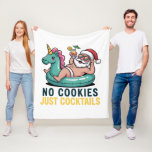 No Cookie Just Cocktails Santa Summer Christmas フリースブランケット<br><div class="desc">7月のおもしろいクリスマス夏のクリスマスギフトUnicornビーチNo Cookies Just Cocktails Santa Summer Christmas</div>