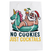 No Cookie Just Cocktails Santa Summer Christmas ミディアムペーパーバッグ (正面)