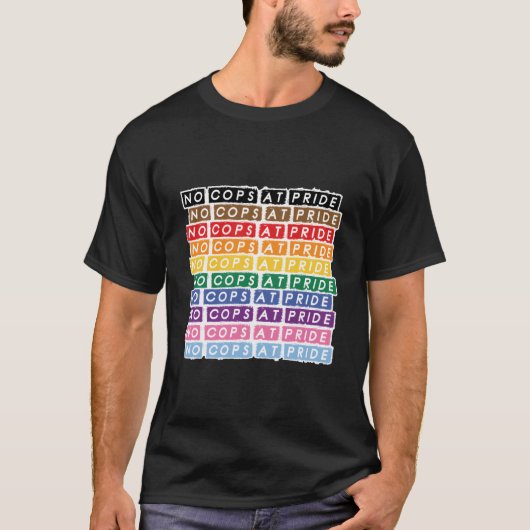 No Cops At Pride Lgbtq Inclusive Rainbow Flag Stat Tシャツ (正面)