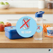 No Dairy Allergy Alert Milk Free Symbol Kids Blue ラウンドシール