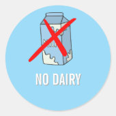 No Dairy Allergy Alert Milk Free Symbol Kids Blue ラウンドシール (正面)