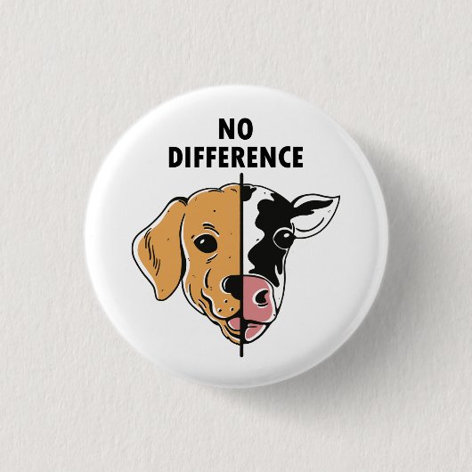 No Difference Animal Rights Cow Dog 缶バッジ (正面)