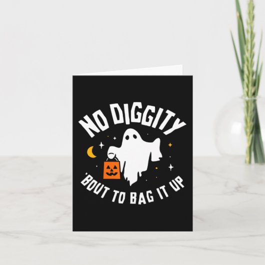 No Digityのバッグを行う可愛い幽霊ハロウィーン カード (正面)