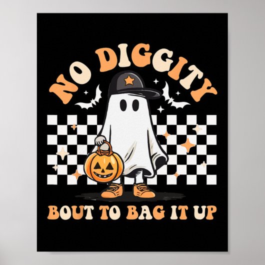 No Digityのバッグを行う可愛い幽霊ハロウィーン ポスター (正面)
