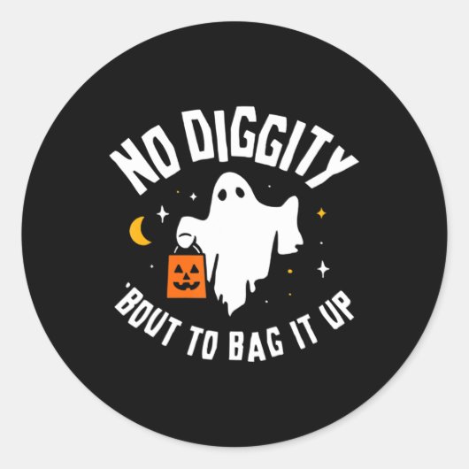 No Digityのバッグを行う可愛い幽霊ハロウィーン ラウンドシール (正面)