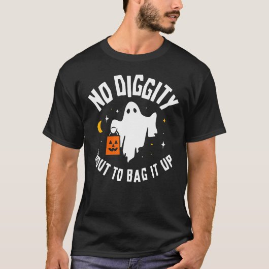 No Digityのバッグを行う可愛い幽霊ハロウィーン Tシャツ (正面)