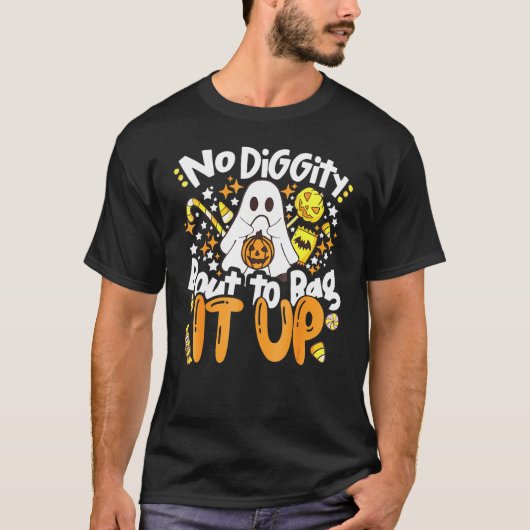No Digityのバッグを行う可愛い幽霊ハロウィーン Tシャツ (正面)
