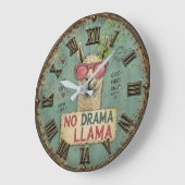 No Drama Funny Llama Cute Boho Nursery ラージ壁時計 (傾斜)