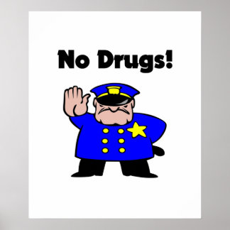 No Drugs Cartoon Police AntiDrug Color ポスター