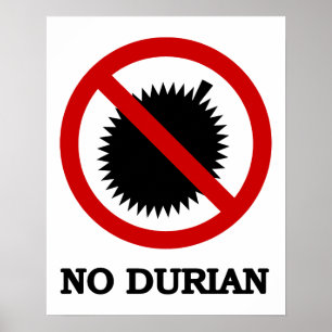 NO Durian Tropical Fruit Sign ポスター
