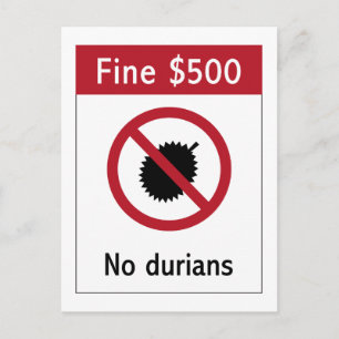 No Durians (2)サイン、シンガポール ポストカード