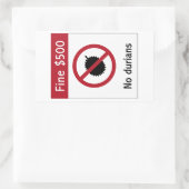 No Durians (2)サイン、シンガポール 長方形シール (バッグ)