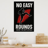 No Easy Rounds MMAモチベーションポスター ポスター (キッチン)
