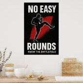 No Easy Rounds MMA Motivation Poster ポスター (キッチン)