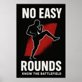 No Easy Rounds MMA Motivation Poster ポスター (正面)