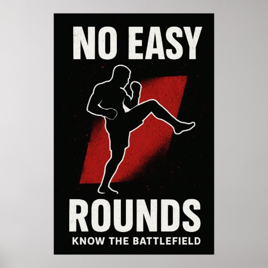 No Easy Rounds MMA Motivation Poster ポスター (正面)