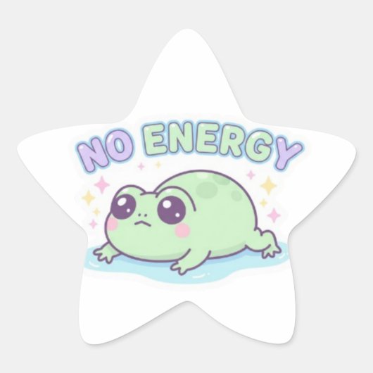 No Energy Frog Sticker Cute Tired Frog Dragging Me 星シール (正面)