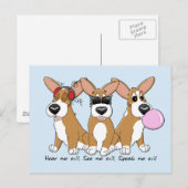 No Evil Corgi Trioはがき ポストカード (正面/裏面)