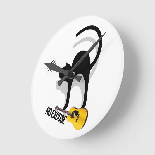 No Excuse Cat per keychain ラウンド壁時計 (傾斜)