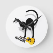 No Excuse Cat per keychain ラウンド壁時計 (正面)
