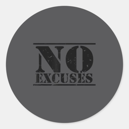 No Excuses Athlete Training Motivation Distressed  ラウンドシール (正面)