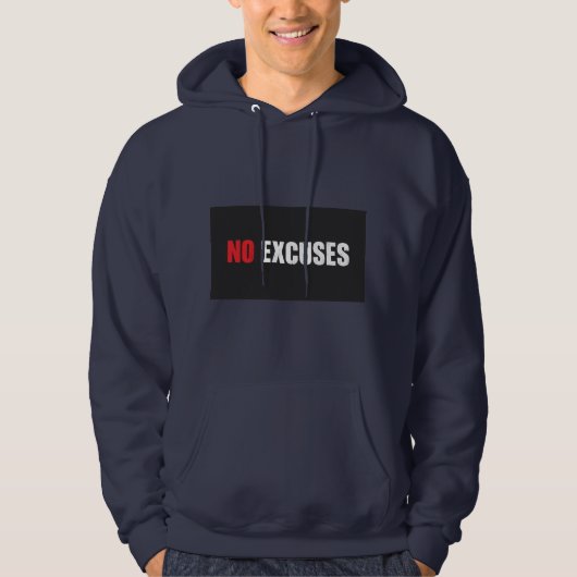 No Excuses Hoodie – Bold Motivational Gym Workout  パーカ (正面)