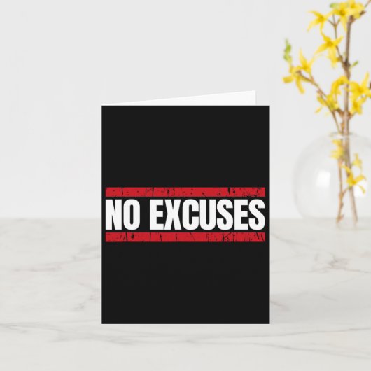 No Excuses Inspirational Saying Motivational Gym W カード (黄色い花)