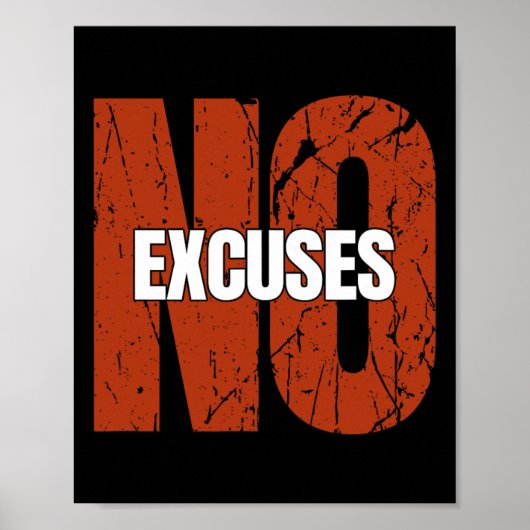 No Excuses Inspirational Saying Motivational Gym W ポスター (正面)