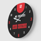 No Excuses Just Results Black Fitness ラージ壁時計 (傾斜)