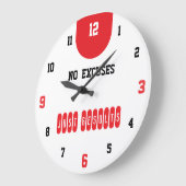 No Excuses Just Results Fitness ラージ壁時計 (傾斜)