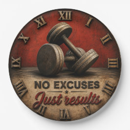 No Excuses Just Results Home Gym Fitness ペーパープレート