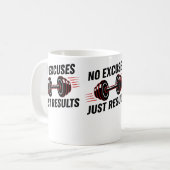 No Excuses Just Results Motivational コーヒーマグカップ (正面左)