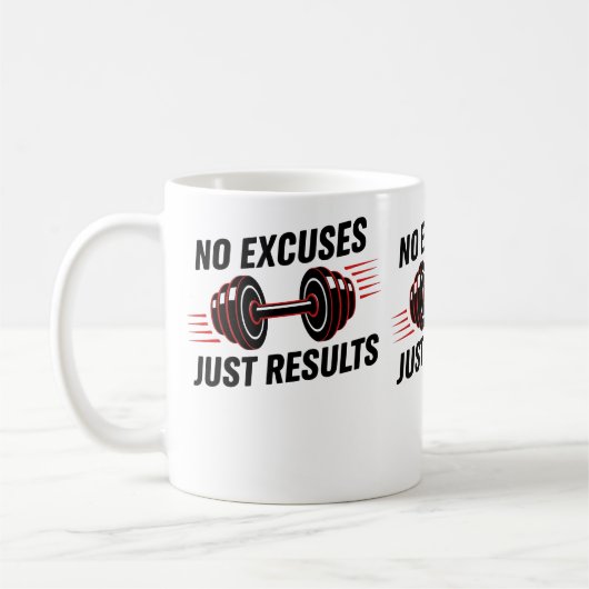 No Excuses Just Results Motivational コーヒーマグカップ (左)