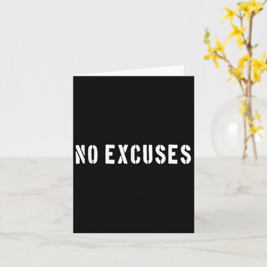 No Excuses Motivational Quote カード (黄色い花)