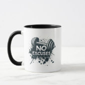 No Excuses Mug – Bold Motivational Coffee Cup マグカップ (左)