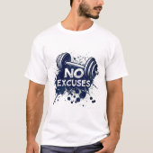 No Excuses T-Shirt – Bold Motivational Typography Tシャツ (正面)