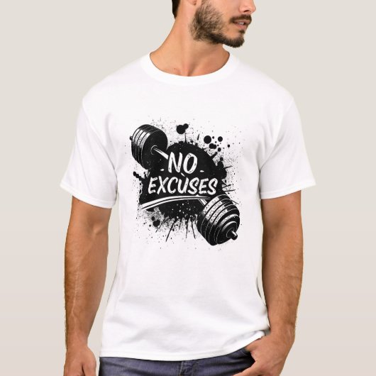 No Excuses T-Shirt – Bold Motivational Typography Tシャツ (正面)