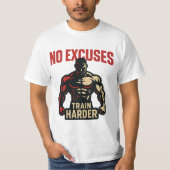 No Excuses – Train Harder Tシャツ (正面)