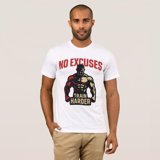 No Excuses – Train Harder Tシャツ (正面フル)