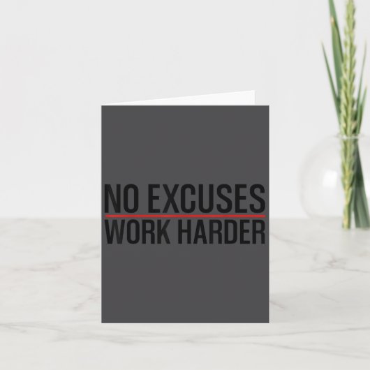 No Excuses Work _ Harder Bodybuilding Gym Motivati カード (正面)
