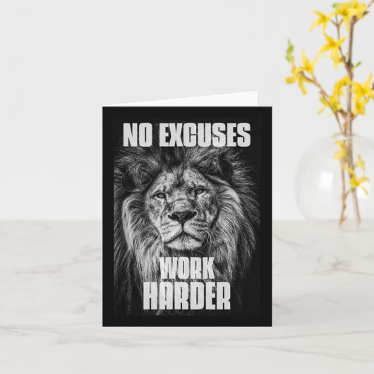 No Excuses Work Harder Bodybuilding Gym Motivation カード (黄色い花)
