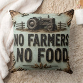 No Farmers No Food Rustic Farmhouse Tractor クッション (ブランケット)