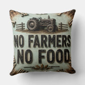 No Farmers No Food Rustic Farmhouse Tractor クッション (裏面)