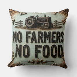 No Farmers No Food Rustic Farmhouse Tractor クッション
