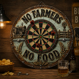 No Farmers No Food Rustic Farmhouse Tractor ダーツボード