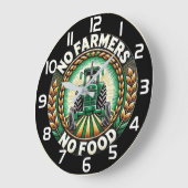 No Farmers No Food Tractor Emblem ラージ壁時計 (傾斜)