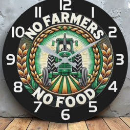 No Farmers No Food Tractor Emblem ラージ壁時計