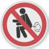 NO FARTING ⚠タイおもしろいトイレのサイン⚠ シール (正面)