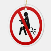 NO FARTING ⚠タイおもしろいトイレのサイン⚠ セラミックオーナメント (左)